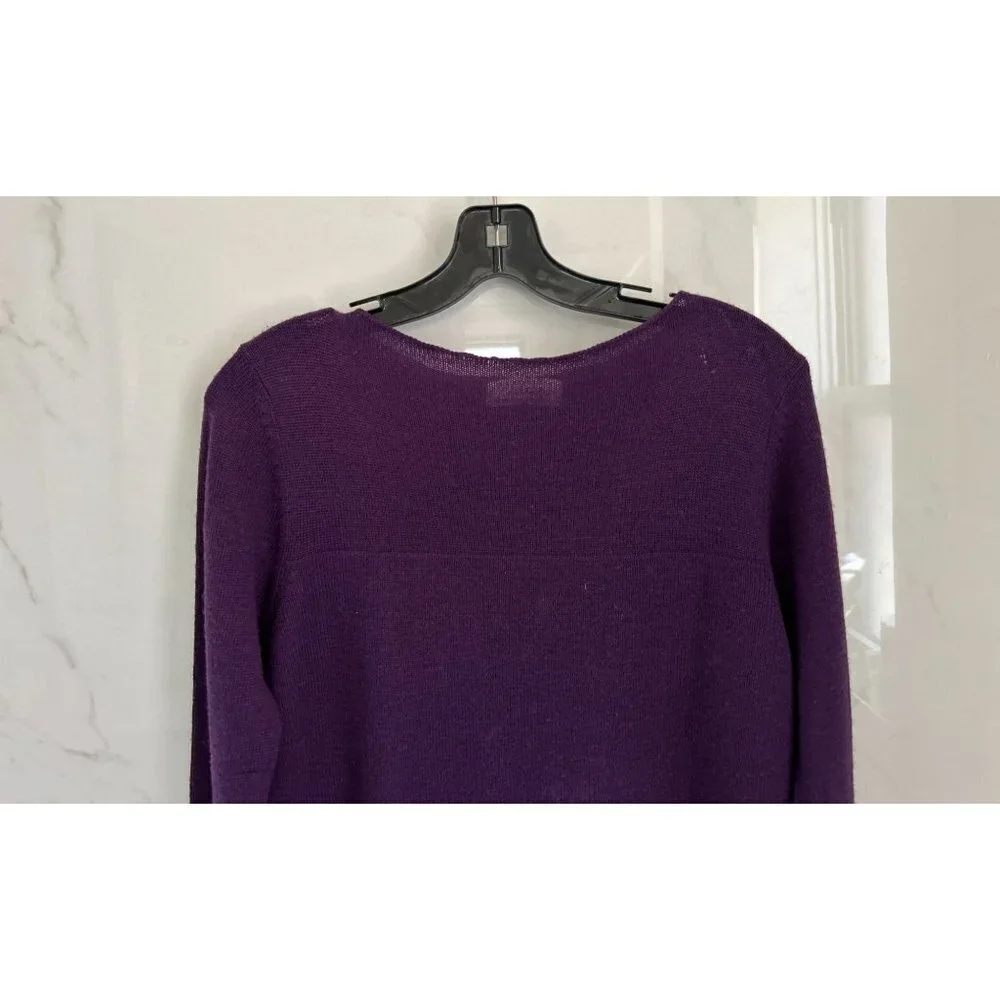 Lord&Taylor Knitted Merino Wool Sweater Boatneck Pullover Knitted Purple Size Me